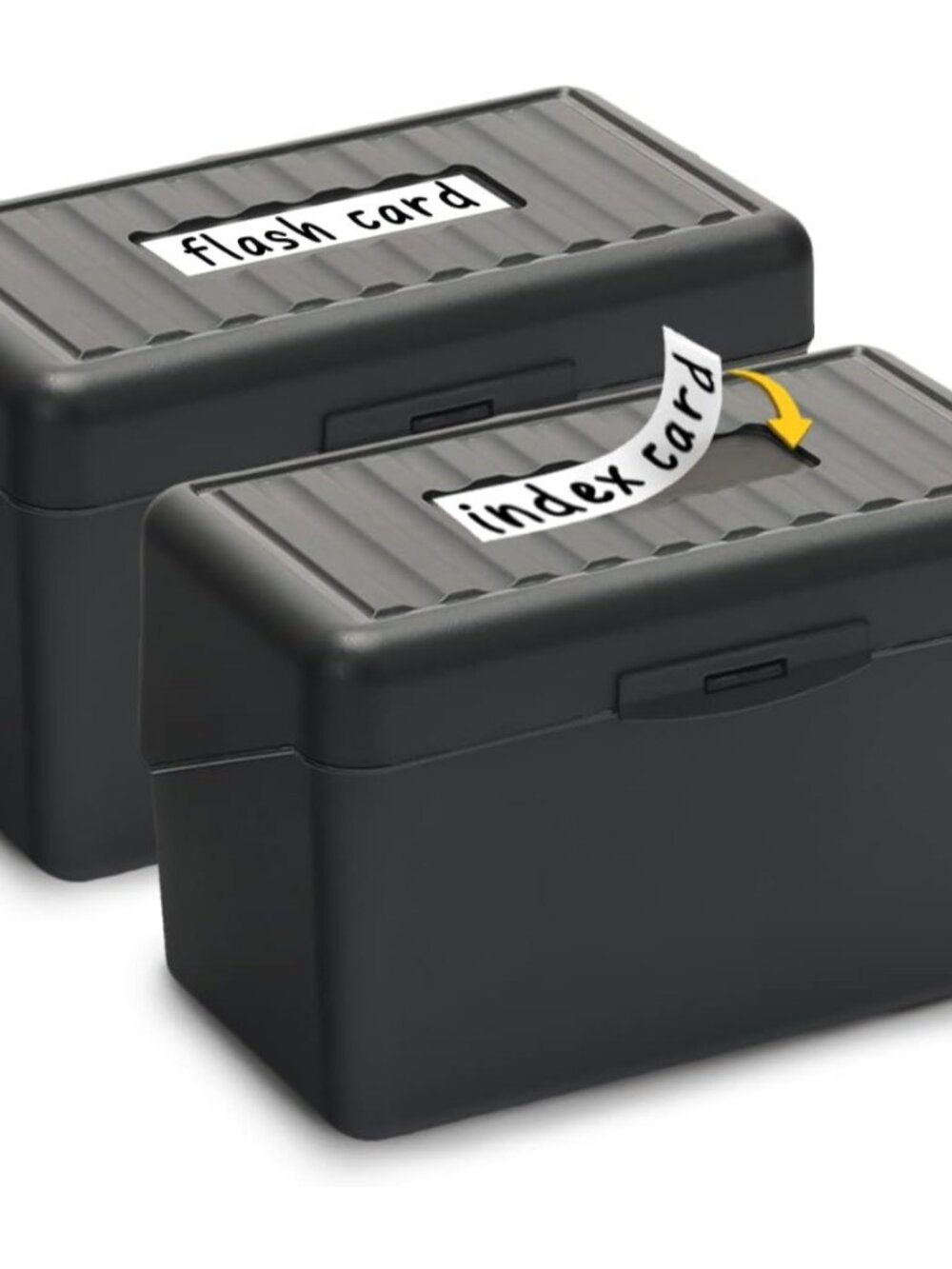 Index Card Holder 3x5, Index Card Box Organizer, 2 Pack, Black